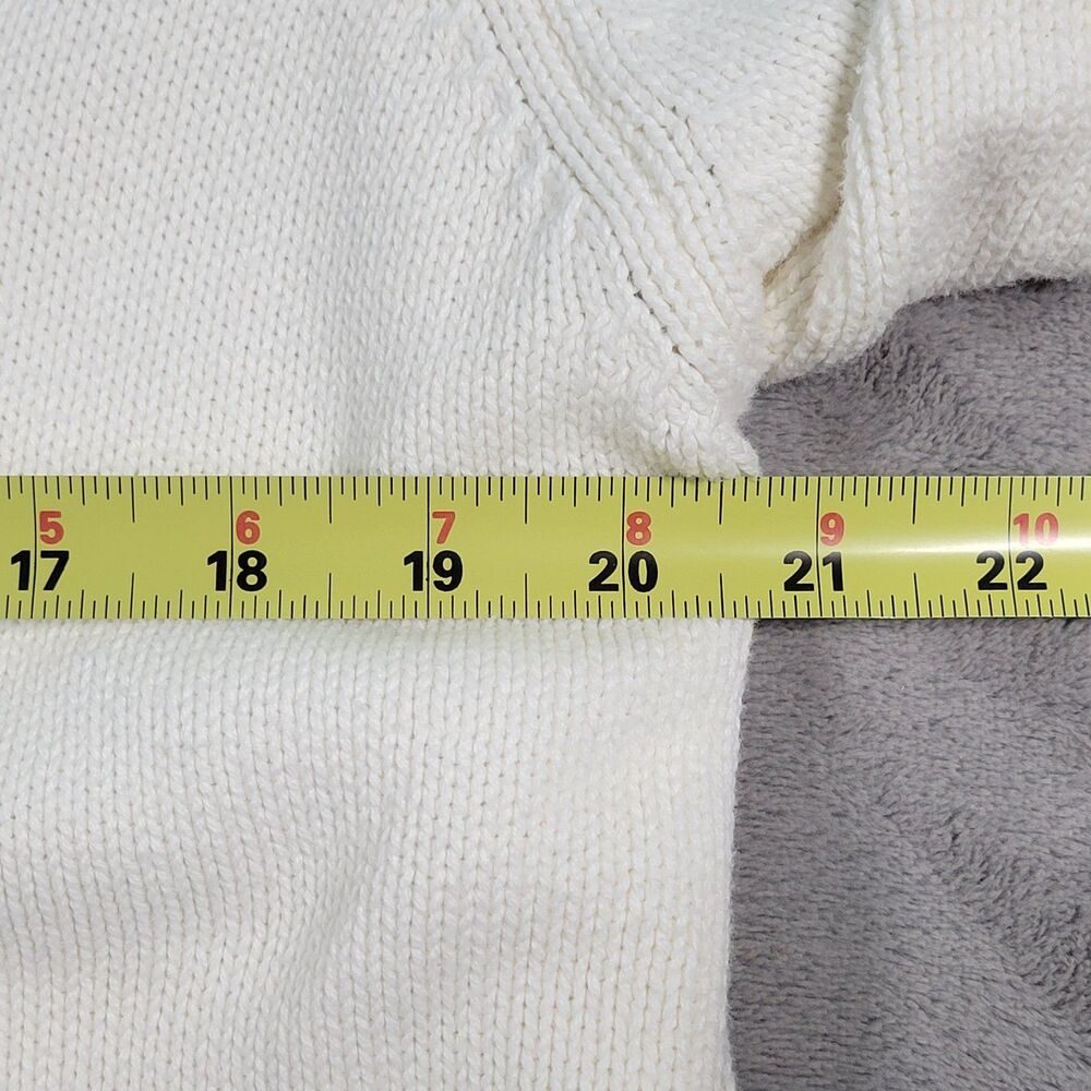 VINTAGE Lands End V-Neck Sweater Cardigan Womens Large White USA Preppy Retro - Picture 4 of 7